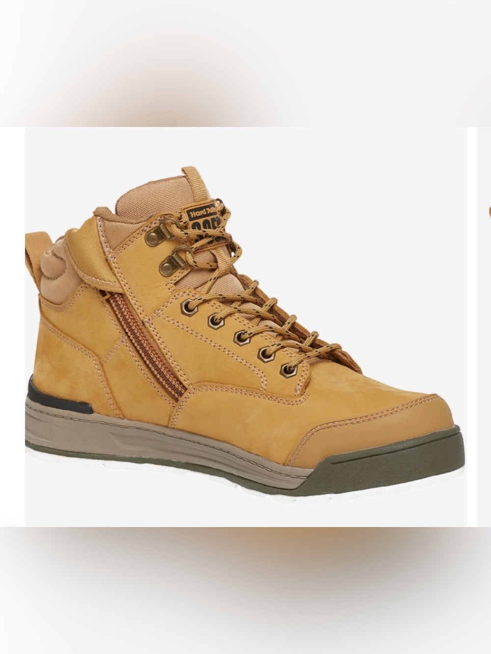 Hard Yakka 3056 Lace Zip Leather Work Safety Boots Composite Toe Wheat Size 11